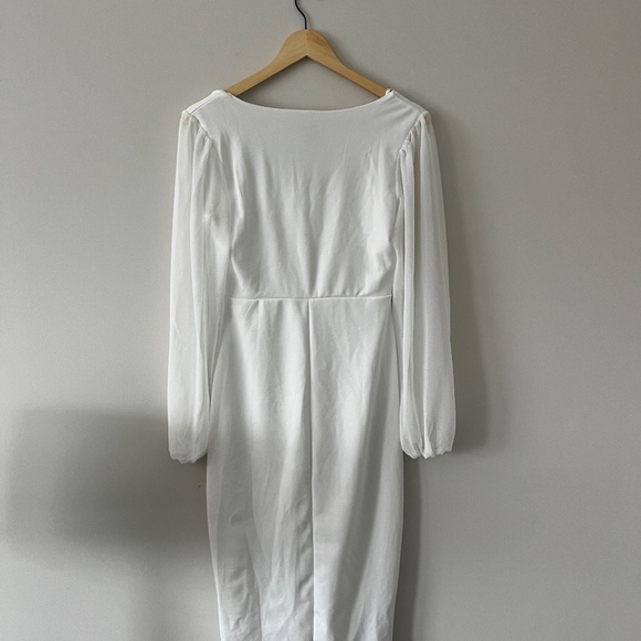 WINDSOR | White Marjorie Formal Chiffon Sleeve Midi Dress (size medium) - Picture 6 of 6